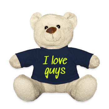 Chemise Queer Gay Statement: J’aime les gars - Nounours - bleu marine - Devant