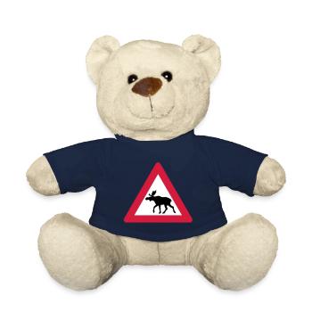 Warning Moose Sign - Teddy Bear - french navy - Front