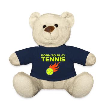 Born to play tennis (Tennisball mit Flammen) - Teddy Bear - french navy - Front