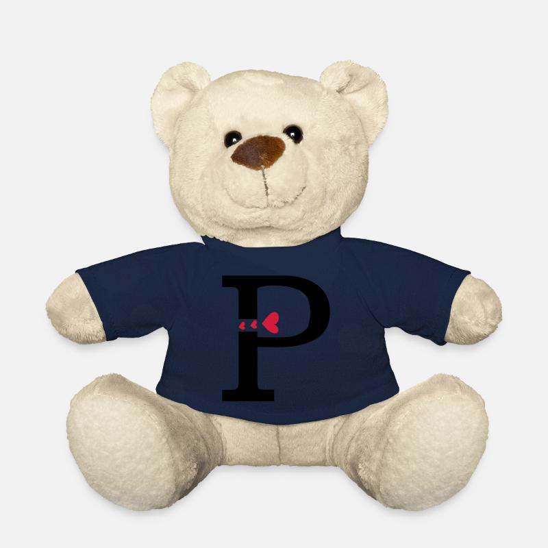 Großbuchstabe P mit Herzen - Teddy - French Navy