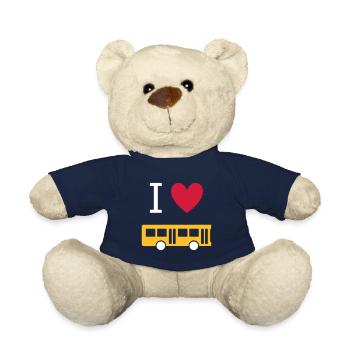 ★ Design colors changeable ★ I love buses - Teddy Bear - french navy - Front
