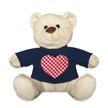 Vichy-Herz rot-weißes Karo-Herz - Teddy - French Navy - Vorne
