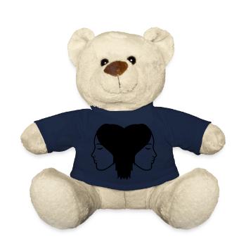 Couple 2 women team friends girlfriend sister head - Teddy Bear - french navy - Front