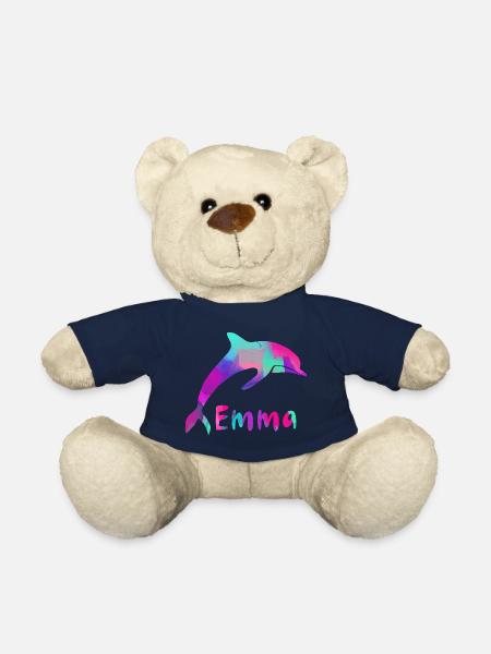 emma, dauphin, police, rose, art - Nounours - bleu marine