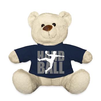 text logo silhouette outline handball ball throw p - Teddy Bear - french navy - Front