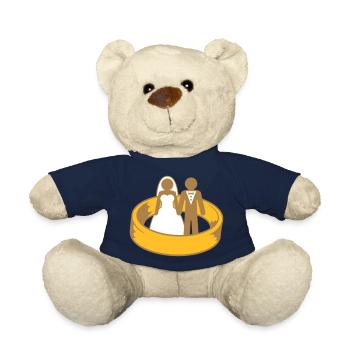 amant couple robe équipe rond cercle se marier rin - Nounours - bleu marine - Devant