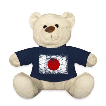 Japan Flag Vintage Used Look Vacation Travel Trip - Teddy Bear - french navy - Front