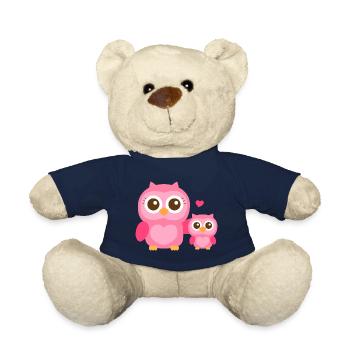 Cute Owl Mum and Child - Teddy Bear - french navy - Front