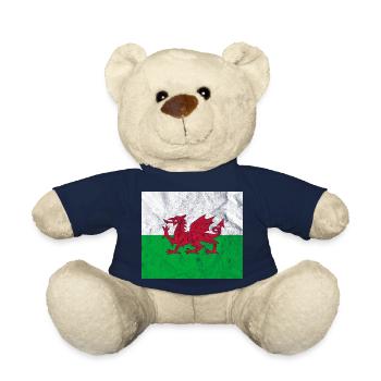Drapeau du Pays de Galles Vintage - Nounours - bleu marine - Devant