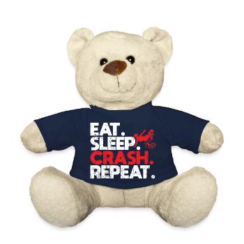 Eat Sleep Crash Repeat Bicycle Crash Cycling - Teddy Bear - french navy - Front