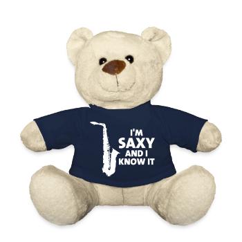 Je suis Saxy et je le sais - Nounours - bleu marine - Devant