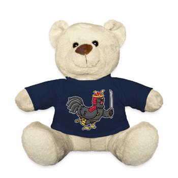 Funny drawing Rooster Japanese Samurai Hen Kawaii - Teddy Bear - french navy - Front