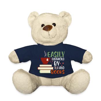 Easily Distracted By Tea And Books Book Lover Read - Teddy - French Navy - Vorne