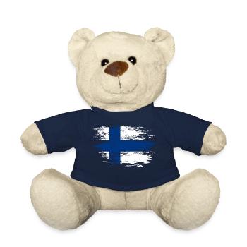 Finland flag used - Teddy Bear - french navy - Front
