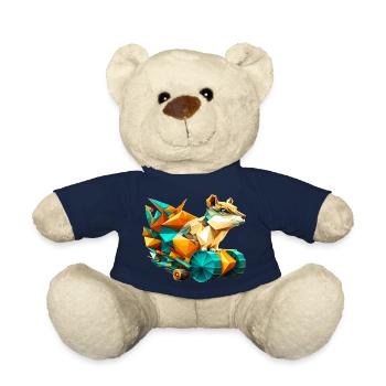 3D cone with wheels pixel art in polygon look - Teddy Bear - french navy - Front