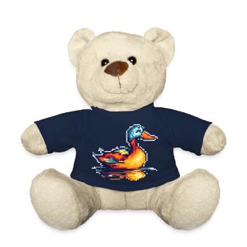 Kleine Ente in 8 Bit retro Pixelgrafik - Teddy - French Navy - Vorne