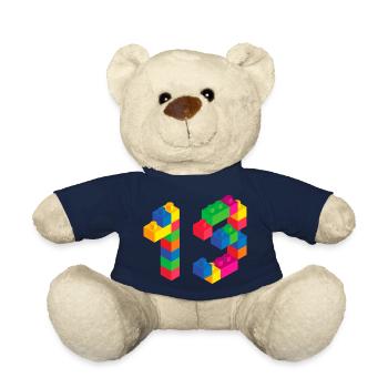Mignon Block Building 13ème anniversaire Cadeau 13 ans - Nounours - bleu marine - Devant