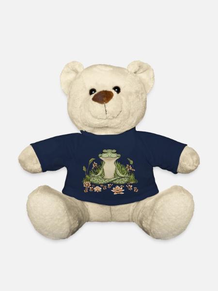 Cottagecore Meditierender Frosch, Yoga T-Shirt Frosch - Teddy - French Navy