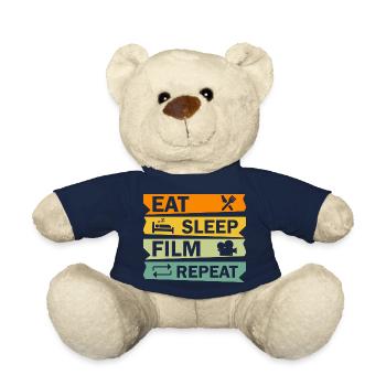 Eat Sleep Film Repeat. Film Quote - Teddy Bear - french navy - Front