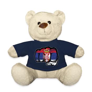 Icône de poing du drapeau de la Serbie utilisée - Nounours - bleu marine - Devant
