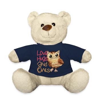 Love, Hugs And Owls Night Owl Nocturnal Bird - Teddy - French Navy - Vorne