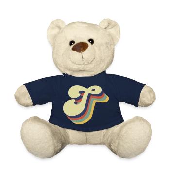 Lettre t rétro - Nounours - bleu marine - Devant