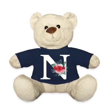 Roter Blumenbuchstabe N - Teddy - French Navy - Vorne