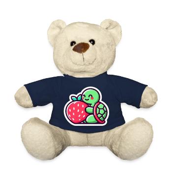 Tortue mignonne étreint une fraise sucrée - Nounours - bleu marine - Devant