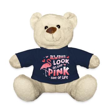 Always Look On The Pink Side Of Life Pink Bird Fla - Teddy Bear - french navy - Front