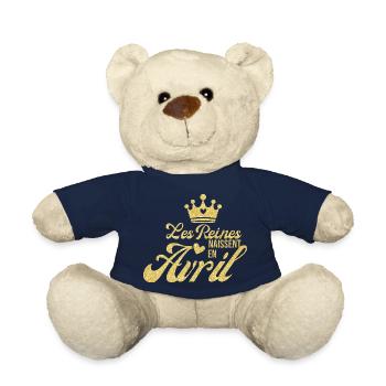 Königinnen werden im April geboren goldener Glitzer - Teddy - French Navy - Vorne