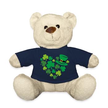 Herzförmiges Kleeblatt zum St. Patrick Tag - Teddy - French Navy - Vorne