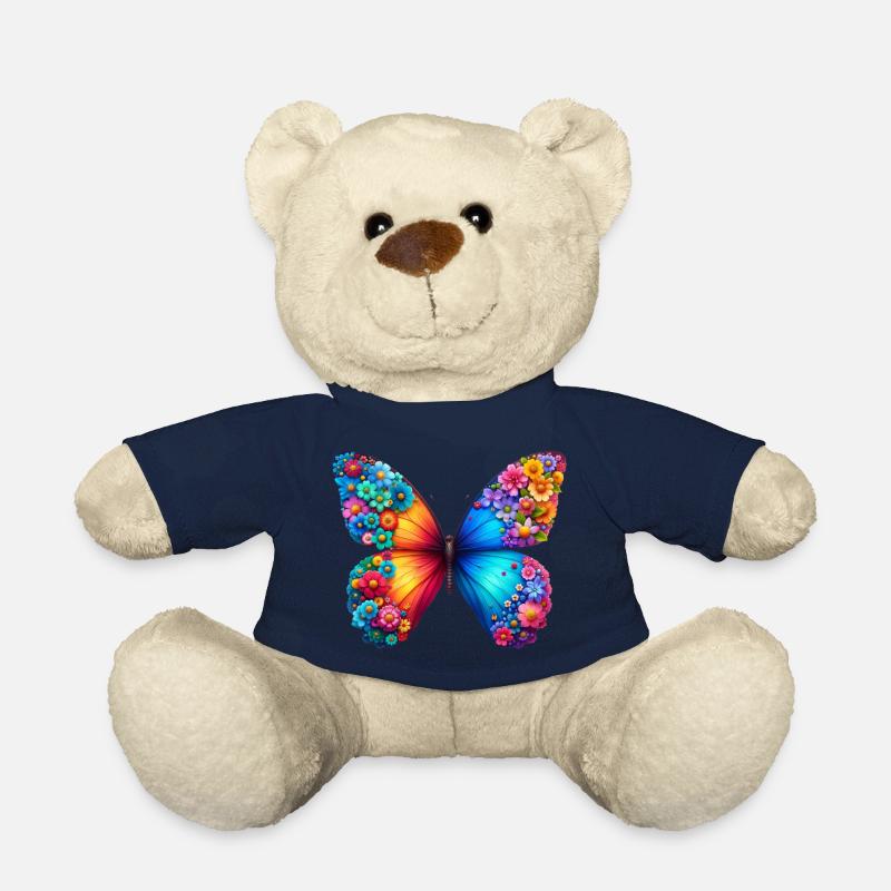 Colorful Butterfly Nature Inspired Summer Vibes - Teddy Bear - french navy