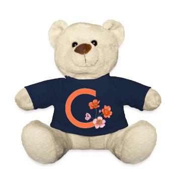 C avec fleurs - Nounours - bleu marine - Devant