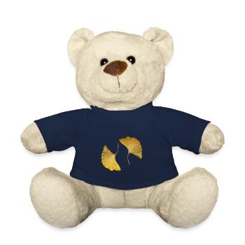 golden ginkgo leaves - Teddy Bear - french navy - Front