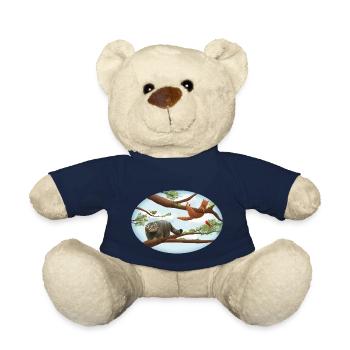 Manul and domestic cat on the tree - Teddy Bear - french navy - Front
