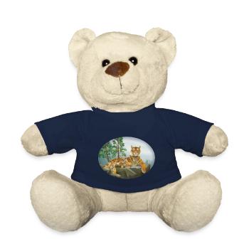 Tiger with offspring - small - cute - family - Teddy Bear - french navy - Front