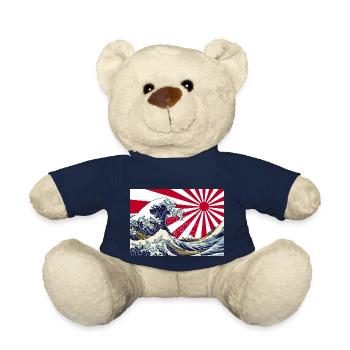 Land of the Rising Sun Japanese Hokusai Wave Art - Teddy Bear - french navy - Front