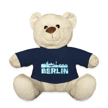 Berlin Germany City Font Skyline Broken - Teddy Bear - french navy - Front