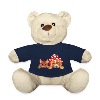 Lustige Ingwerkatze und Border Collie Hund - Teddy - French Navy - Vorne