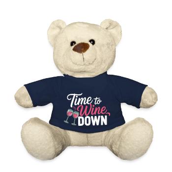 Time to Wine Down – Lustiges Wein-Design - Teddy - French Navy - Vorne