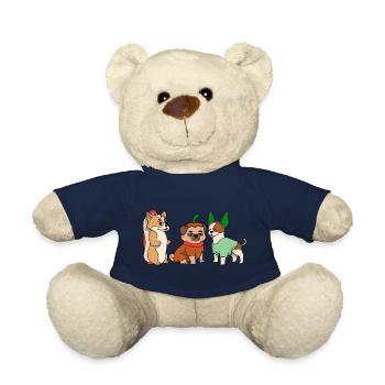 Halloween Mops Pug Katze Dackel Jack Hunde T Shirt - Teddy - French Navy - Vorne