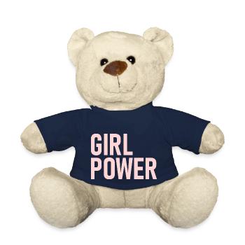 GIRL POWER feminism gift idea - Teddy Bear - french navy - Front