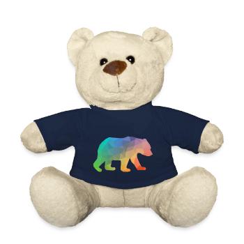 Colorful triangle design bear - Teddy Bear - french navy - Front