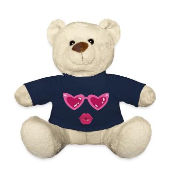 Kiss mouth and heart eyes - Teddy Bear - french navy - Front