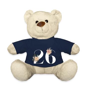 26th Anniversary Flowers (Gift of 26 years) - Teddy Bear - french navy - Front