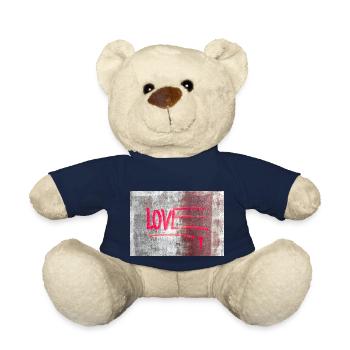 LOVE painted on rusty panel - Teddy Bear - french navy - Front