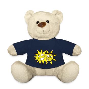 2 Sonnen Lustige Gesichter Lachen Comic Cartoon - Teddy - French Navy - Vorne