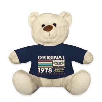 47th Birthday Cassette April Vintage 1978 - Teddy Bear - french navy - Front