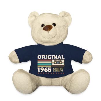 60th Birthday Cassette April Vintage 1965 - Teddy Bear - french navy - Front
