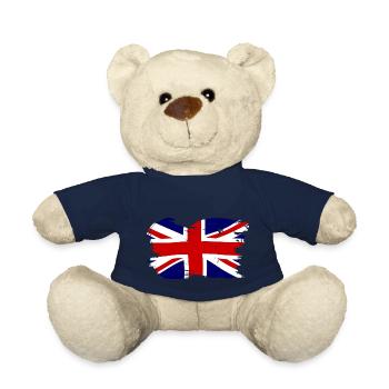 Union Jack British Flag With Grunge - Teddy Bear - french navy - Front